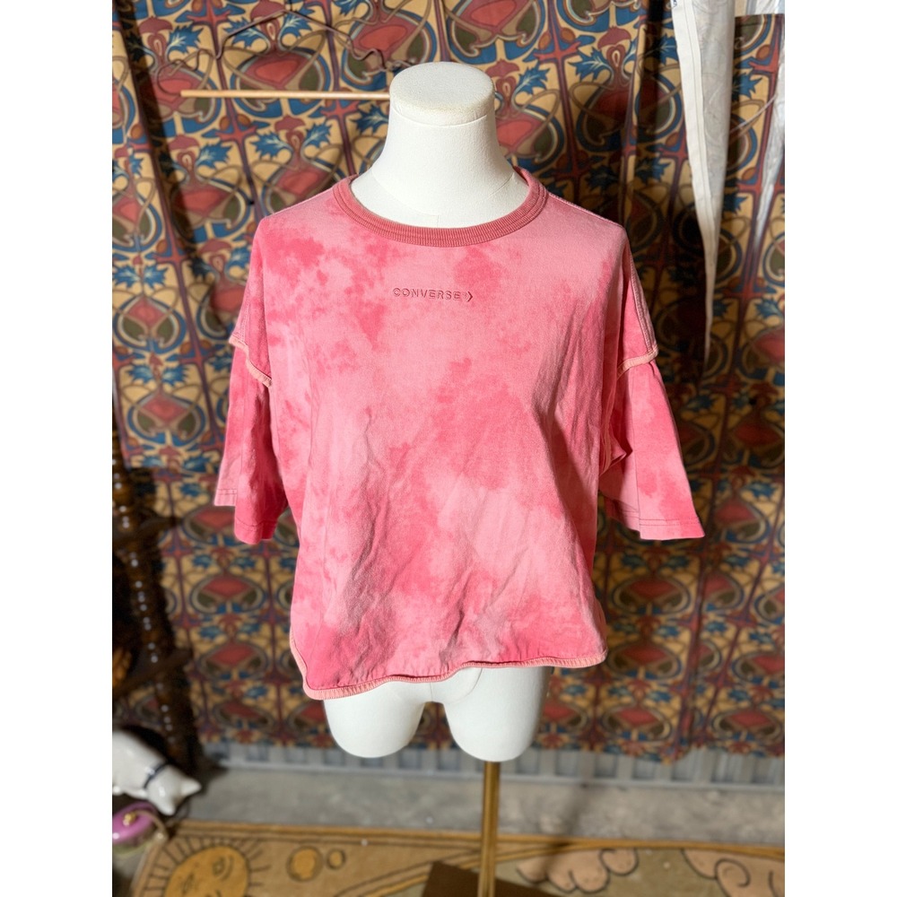 Converse‎ Tie Dye Pink Cropped T Shirt Top Tee Size S
